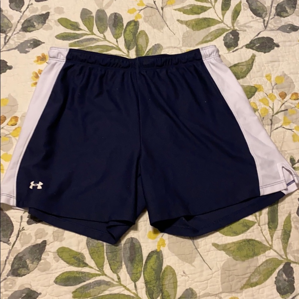 Under armor medium navy and white shorts